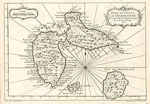 Bild des Verkufers fr Kupferstich- Karte, n. Bellin, "Carte de L'Isle de la Guadeloupe". zum Verkauf von Antiquariat Clemens Paulusch GmbH