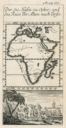 Bild des Verkufers fr Kupferstich- Karte, aus Schauplatz d. Natur, "Der See - Hafen zu Ophir, und See - Reise der Alten nach Tarsis". zum Verkauf von Antiquariat Clemens Paulusch GmbH