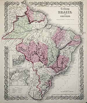 Bild des Verkufers fr Stahlstich- Karte, b. J.H. Colton, "Colton's Brazil and Guayana". zum Verkauf von Antiquariat Clemens Paulusch GmbH