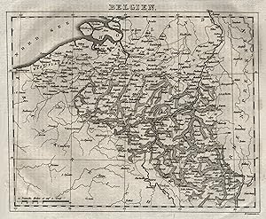 Kupferstich- Karte, v. H. Leutemann, "Belgien".