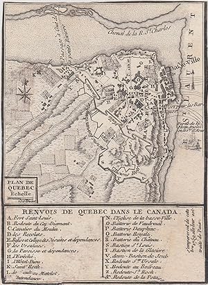 Bild des Verkufers fr Befestigungsgrundriss m. Umgebungskarte, "Plan de Quebec". zum Verkauf von Antiquariat Clemens Paulusch GmbH