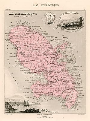 Bild des Verkufers fr Lithografie- Karte, von Villerey nach Vuillemin, "La Martinique ( Isles des Antilles )". zum Verkauf von Antiquariat Clemens Paulusch GmbH