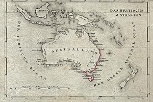 Bild des Verkufers fr Lithografie- Karte, aus Schliebens Atlas von Europa, "Das Britsche Australien". zum Verkauf von Antiquariat Clemens Paulusch GmbH