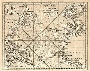 Bild des Verkufers fr Kupferstich- Karte, v. Thomas Bowen, "A New & Accurate Chart of the Western or Atlantic Ocean, Drawn .". zum Verkauf von Antiquariat Clemens Paulusch GmbH