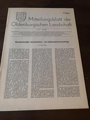 Bild des Verkufers fr Mitteilungsblatt der Oldenburgischen Landschaft Nr. 27 Juni 1980. zum Verkauf von Altstadt-Antiquariat Nowicki-Hecht UG