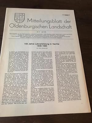 Seller image for Mitteilungsblatt der Oldenburgischen Landschaft Nr. 31 Juni 1981. for sale by Altstadt-Antiquariat Nowicki-Hecht UG