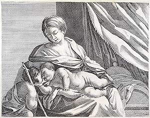 Madonna mit dem heiligen Kinde, das den kleinen S. Johannes am Kinn nimmt. Auf Bütten, ca 22 x 26...