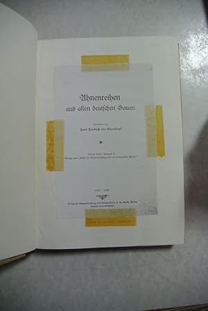 Bild des Verkufers fr Ahnenreihen aus allen deutschen Gauen. Dritter Band, Ausgabe A. 1937 - 1940 zum Verkauf von Antiquariat Bookfarm