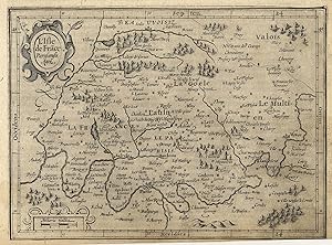 Kupferstich- Karte, n. Mercator b. Hondius, "L'Isle de France. Parisiensis Ager".