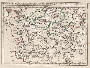 Kupferstich- Karte, v. Robert, "X Carte du Dche de Luxembourg òu se trouvent Mouson, Montmedy, St...