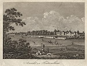 Bild des Verkufers fr Teilansicht, Schloansicht, "Ansicht von Fontainebleau". zum Verkauf von Antiquariat Clemens Paulusch GmbH