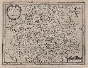 Kupferstich- Karte, n. Mercator b. Janssonius aus Atlas Minor, "Champaigne et Brie etc.".