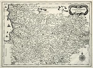 Kupferstich- Karte, b. Caspar Merian, "Carte Generale de Picardie".