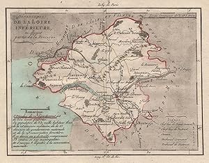 Kupferstich- Karte, aus Breton, "Département de la Loire inférieure, ci-devant partie de la Breta...