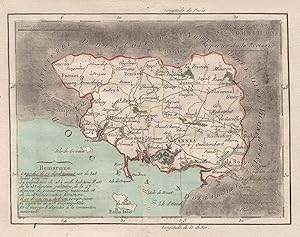 Kupferstich- Karte, aus Breton, "Département du Morbihan, ci-devant partie de la Bretagne".