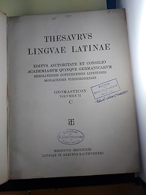 Thesavrvs Lingvae Latinae, editvs Avctoritate et Consilio Academiarvm qvinqve Germanicarvm Beroli...