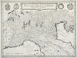 Seller image for Kupferstich- Karte, b. Merian, "Nova et accvrata Dvcatvs Venetiani, Mediolani, Genvae, Mantvae .". for sale by Antiquariat Clemens Paulusch GmbH