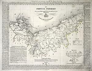 Lithografie- Karte, f. Müller, "Die Provinz Pommern in ihrer reinen Begrenzung und der Beschaffen...