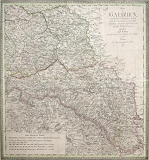 Kupferstich- Karte, n. F.W. Streit bei Geogr. Institut Weimar, "Charte von Galizien, oesterreichi...