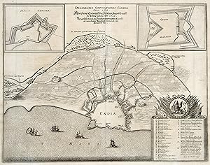 Seller image for Befestigungsgrundri mit Umgebung, "Delineatio . Anno 1649. Abri und Entwurff des Feundlichen Angriffs auff die Vestung Candia .". for sale by Antiquariat Clemens Paulusch GmbH