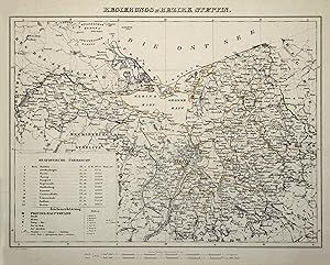 Lithografie- Karte, b. Flemming in Glogau, "Regierungs-Bezirk Stettin".