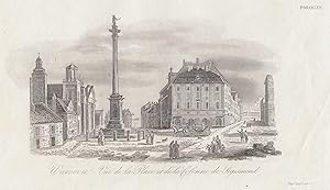 Teilansicht, Marktplatz, " Warsovie - Vue de la Place et de la Colonne de Sigismund. ".