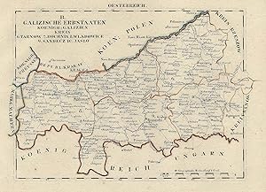 Lithografie- Karte, aus Schliebens Atlas von Europa, "B. Galizische Erbstaaten. Königr. Galizien....