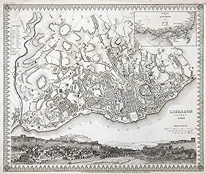 Bild des Verkäufers für Stadtplan, darunter schöne panoramaartige Gesamtansicht, "Lissabon (Lisboa) 1844". zum Verkauf von Antiquariat Clemens Paulusch GmbH