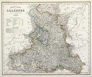 Stahlstich- Karte, n. Radefeld aus Meyers Grosser Handatlas, "Neueste Karte von Salzburg .".