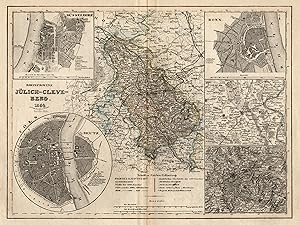 Stahlstich- Karte, n. Renner b. B.I., "Rheinprovinz Jülich-Cleve-Berg .".