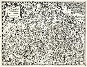 Kupferstich- Karte, n. J. C. Gyger b. Merian, "Die Eydtgnoschafft Pünten und Wallis. Helvetia cum...
