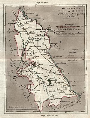 Kupferstich- Karte, aus Breton, "Département de la Roer".