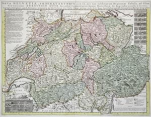 Kupferstich- Karte, n. G. de l'Isle b. Covens und Mortier, "Nova Helvetiae, Foederatarumque cum e...