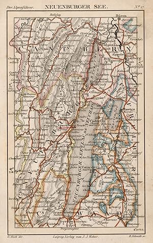 Stahlstich- Karte, v. R. Schmidt n. G. Heck, "Neuenburger Seel".