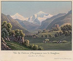 Seller image for Blick zur Ruine Unspunnen, "Vue de Chateau d' Unspunnen vers la Jungfrau". for sale by Antiquariat Clemens Paulusch GmbH