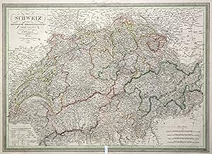 Kupferstich- Karte, v. C.F. Weiland b. Geo. Inst. Weimar, "Die Schweiz oder helvetische Eidgenoss...