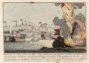 Seller image for Darstellung der Seeschlacht zwischen Schweden und Russen vor Kronstadt am 2. und 3. July 1790, in der die Russen groe Teile der schwedischen Flotte vernichteten. for sale by Antiquariat Clemens Paulusch GmbH