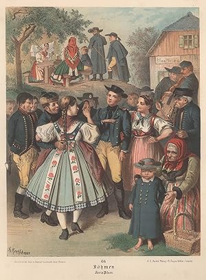 Imagen del vendedor de Bhmen. Kreis Pilsen.", Zahlreiche Personen in Tracht. a la venta por Antiquariat Clemens Paulusch GmbH