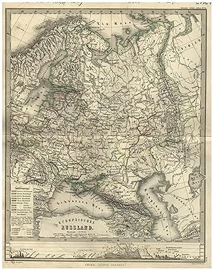 Landkarte Europäisches Russland Kaukasus Moskau St Petersburg Ural 1890 Original 