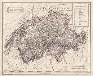 Stahlstich- Karte, v. F. Biller, "Die Schweiz".