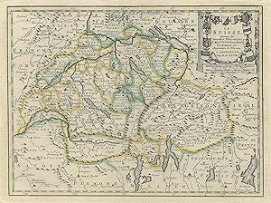 Kupferstich- Karte, für H. de Leth aus Brender a Brandis, Nieuwe . Zak- en Reisatlas, "La Suisse".
