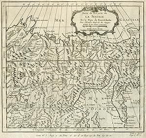 Bild des Verkufers fr Kupferstich- Karte, von Bellin, "Suite de la Carte de La Sibrie et de Pays de Kamtschatka". zum Verkauf von Antiquariat Clemens Paulusch GmbH