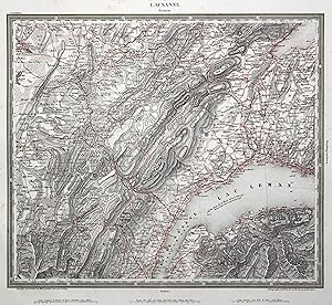 Lithografie- Karte, n. Woerl b. Herder, "Lausanne".