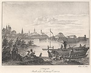 Bild des Verkufers fr Gesamtansicht, ber die Donau, "Ungern. Stadt und Festung Comern". zum Verkauf von Antiquariat Clemens Paulusch GmbH