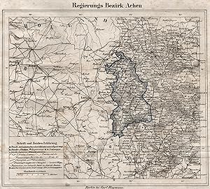 Lithografie- Karte, b. Carl Heymann, "Regierungs Bezirk Achen".