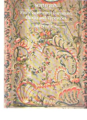 Sothebys 1986 Fine Continental Furniture, Clocks & Tapestries