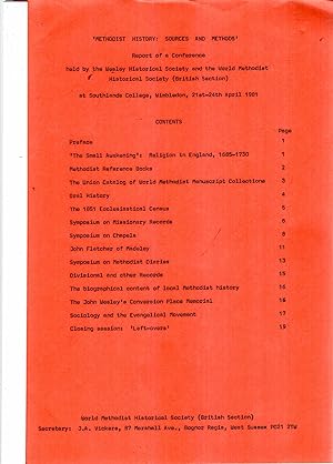 Imagen del vendedor de Methodist History : Sources and Methods, Report of a Conference, April 1981 a la venta por Pendleburys - the bookshop in the hills