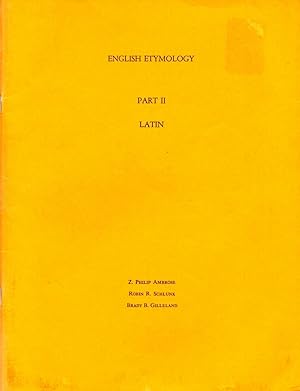 Image du vendeur pour English Etymology Part II Latin mis en vente par Book Booth