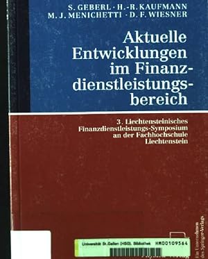 Bild des Verkufers fr Aktuelle Entwicklungen im Finanzdienstleistungsbereich. zum Verkauf von books4less (Versandantiquariat Petra Gros GmbH & Co. KG)