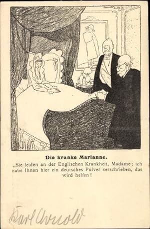 Künstler Ansichtskarte / Postkarte Arnold, Karl, Die kranke Marianne, Englische Krankheit, Arzt